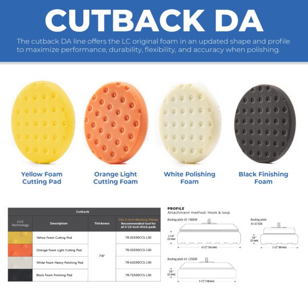 Lake Country CCS Cutback DA Six Inch Foam Cutting Pad - 6.5" Yellow - Image 3